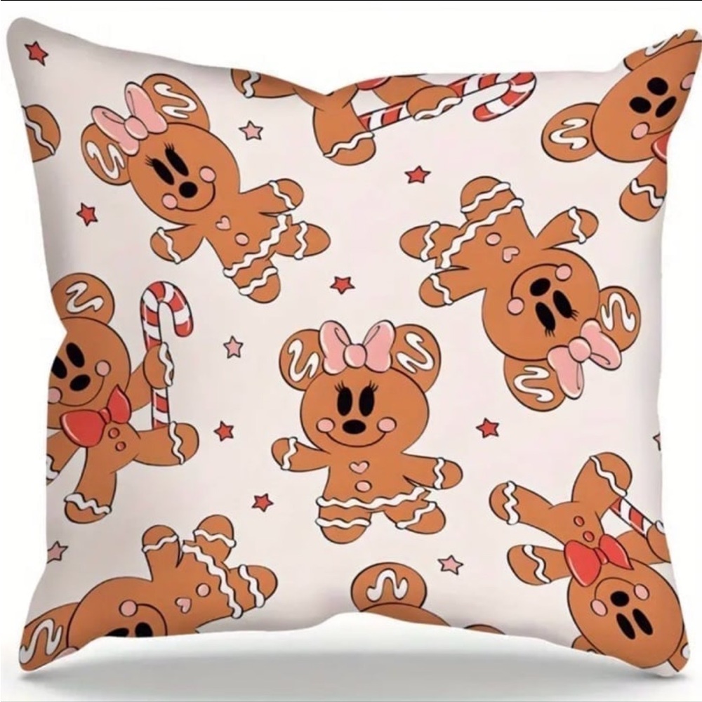 Mickey Mouse & Minnie Mouse Gingerbread Couple Pillow Covers (18x18)